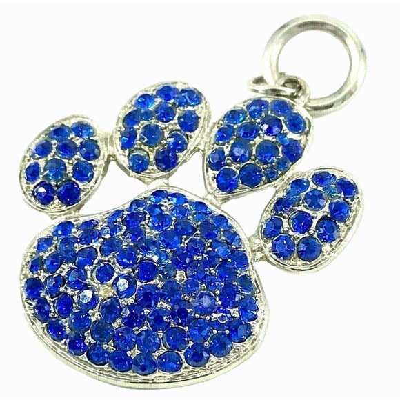 Paw Print Pendant Blue Team Mascot Bulldogs Wolves Cougars Wildcats Dog - Picture 3 of 6
